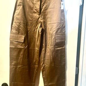 Mauve satin cargo pants